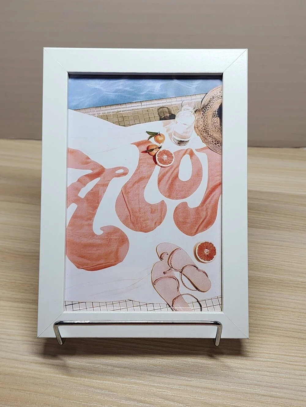 White Photo Frame with Peach Artwork - Home Accents